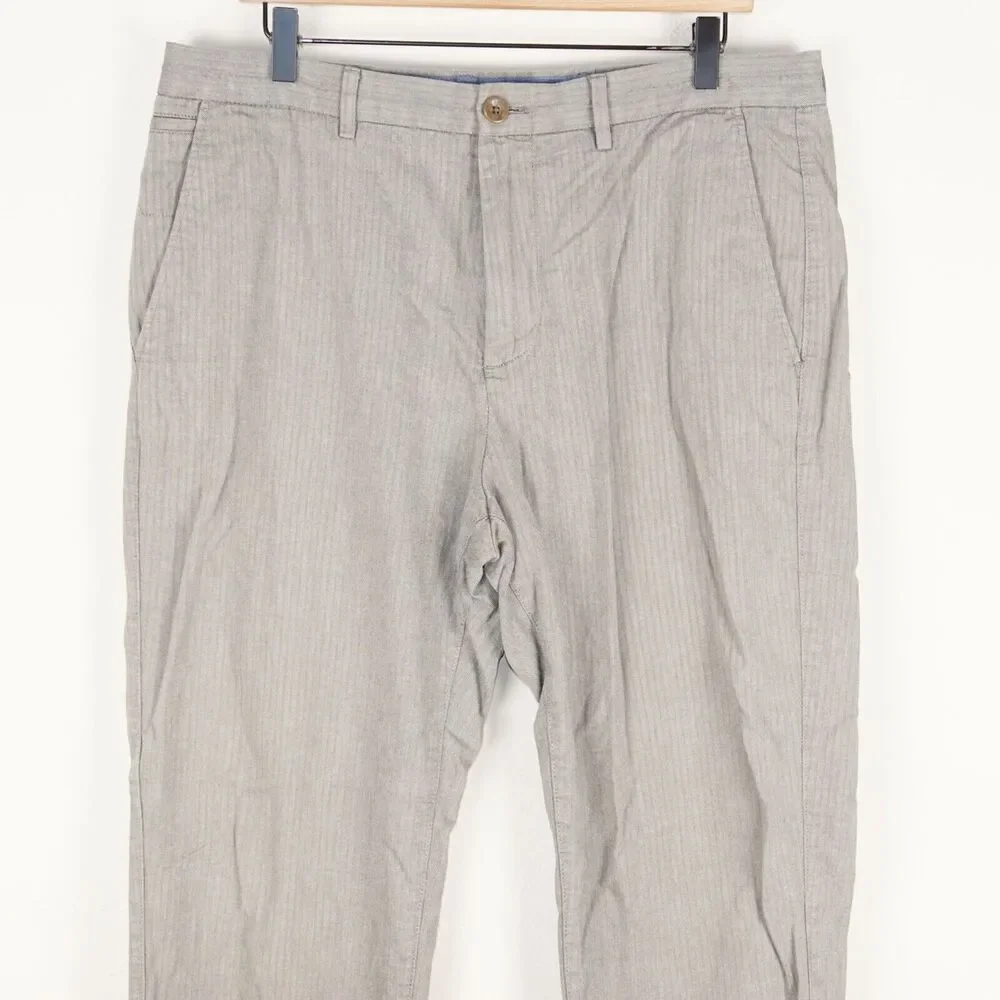 Banana Republic Kentfield Straight Fit Pant Harringbone Gray Pants Mens 36 x 32